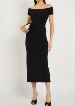 Foin pintuck stretch-knit midi dress