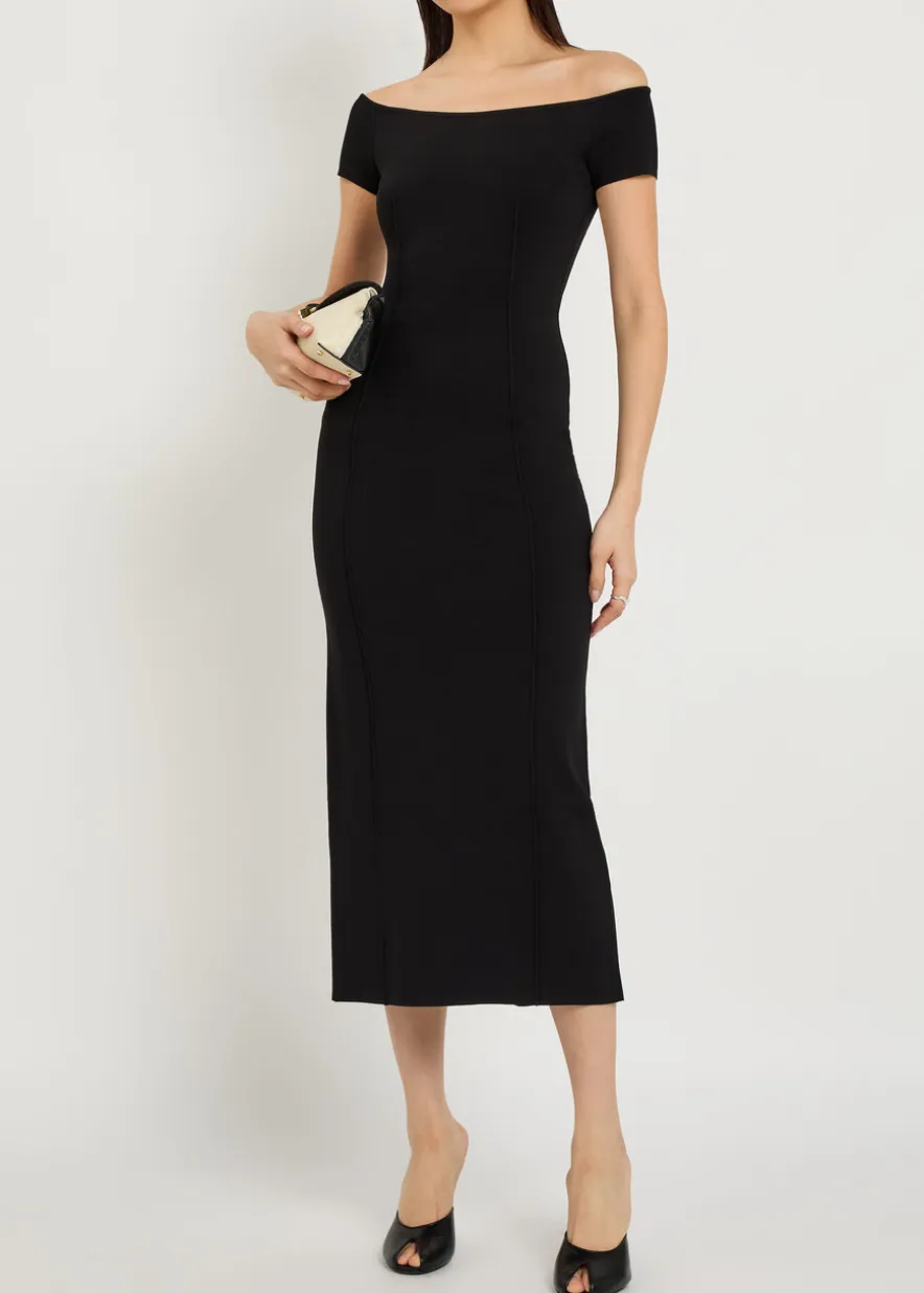 Foin pintuck stretch-knit midi dress