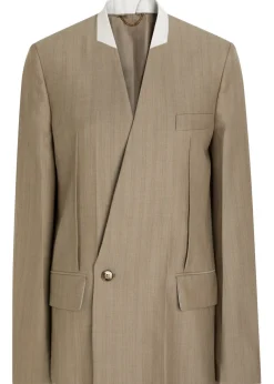 Folded-collar double-breasted wool jacket