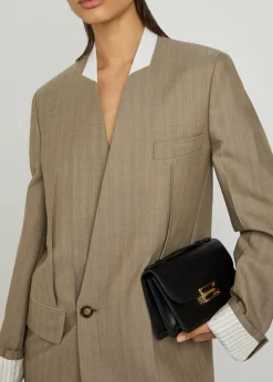 Folded-collar double-breasted wool jacket