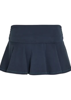 Foldover stretch-cotton mini skort