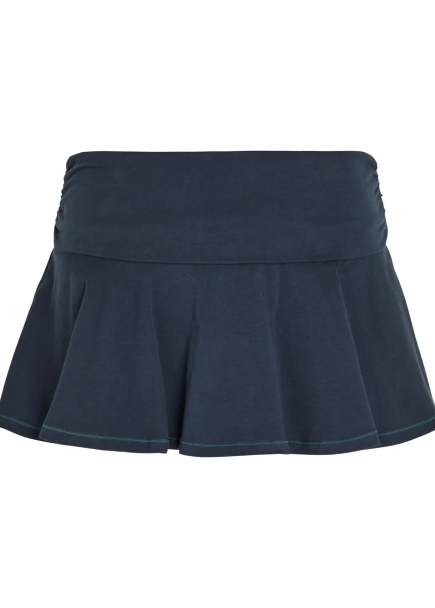 Foldover stretch-cotton mini skort