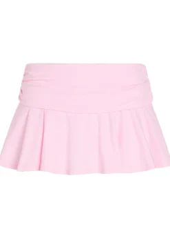 Foldover stretch-cotton mini skort