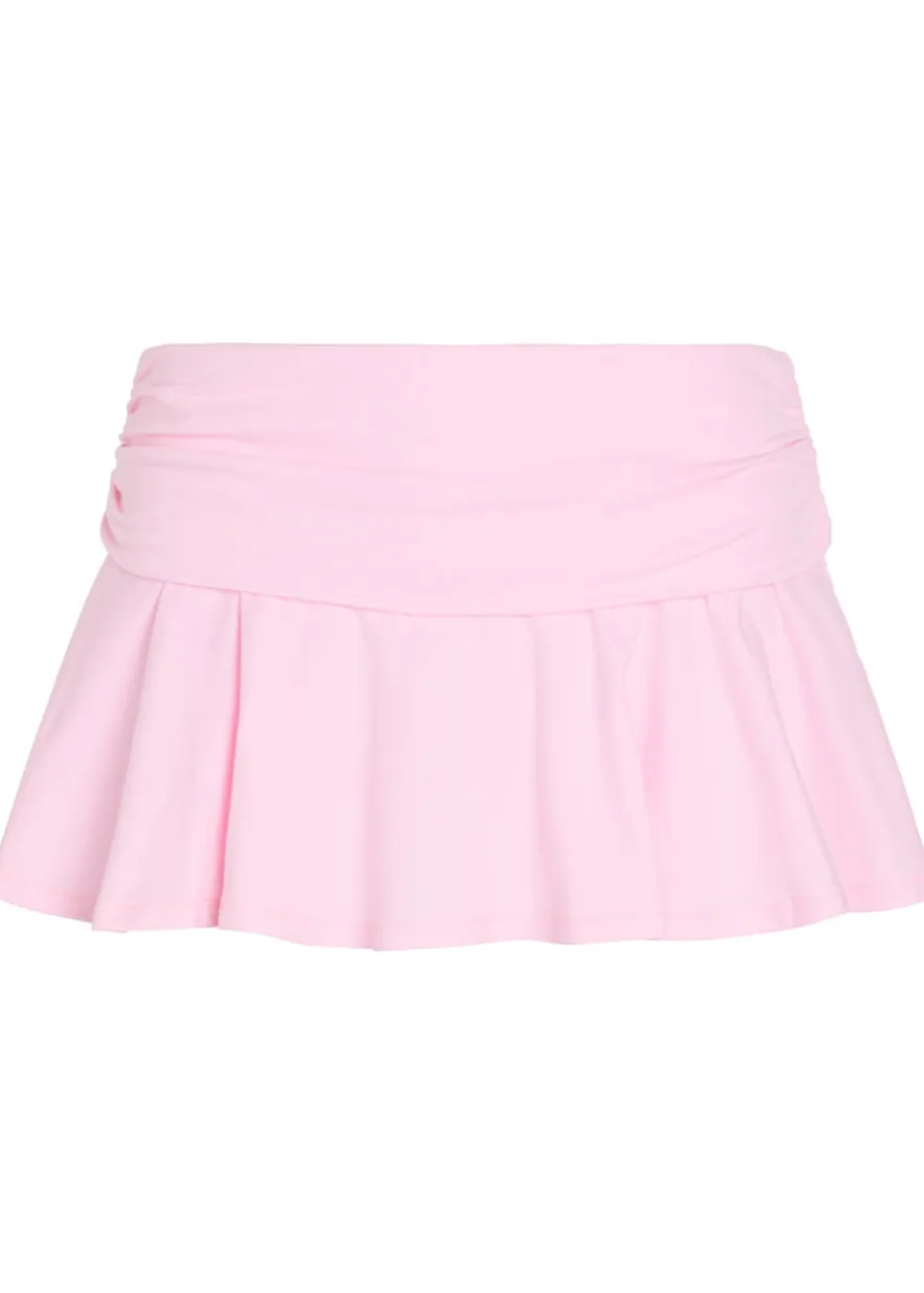 Foldover stretch-cotton mini skort