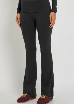 Foldover stretch-cotton pants