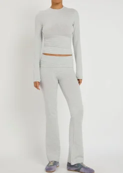 Foldover stretch-cotton pants