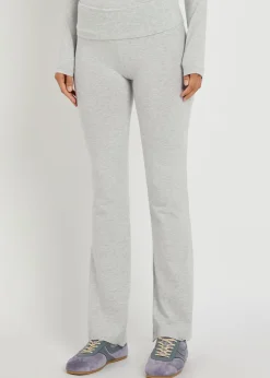 Foldover stretch-cotton pants