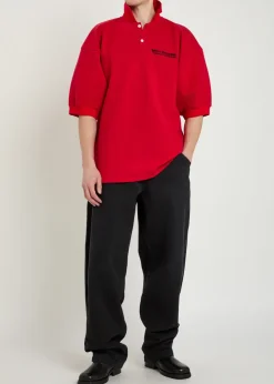 Football logo-embroidered piqué cotton polo shirt