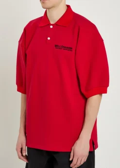 Football logo-embroidered piqué cotton polo shirt