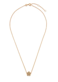 Forget Me Not floral pavé 18kt gold-plated necklace