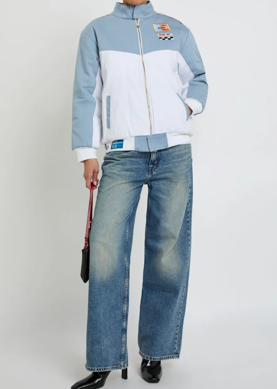 Formula appliquéd padded cotton bomber jacket