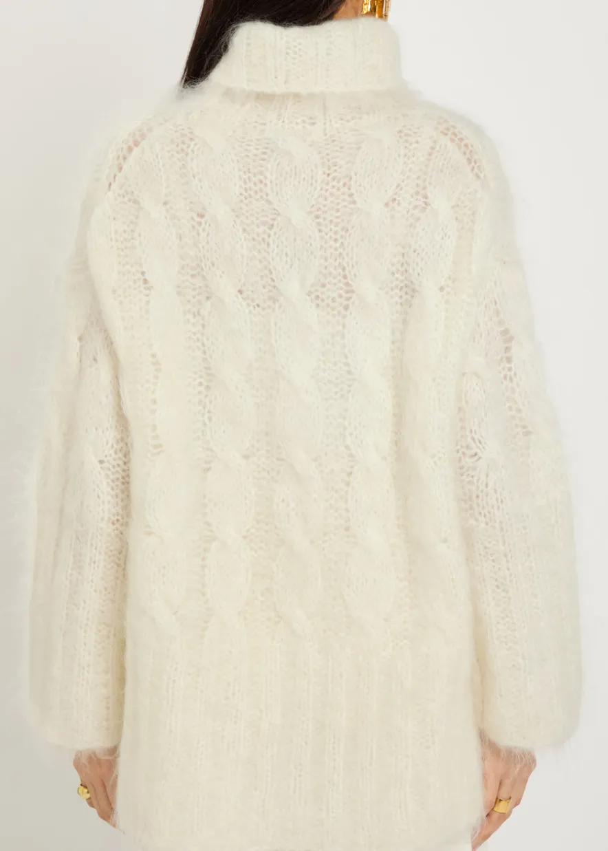Fortin cable-knit brushed mohair-blend jumper