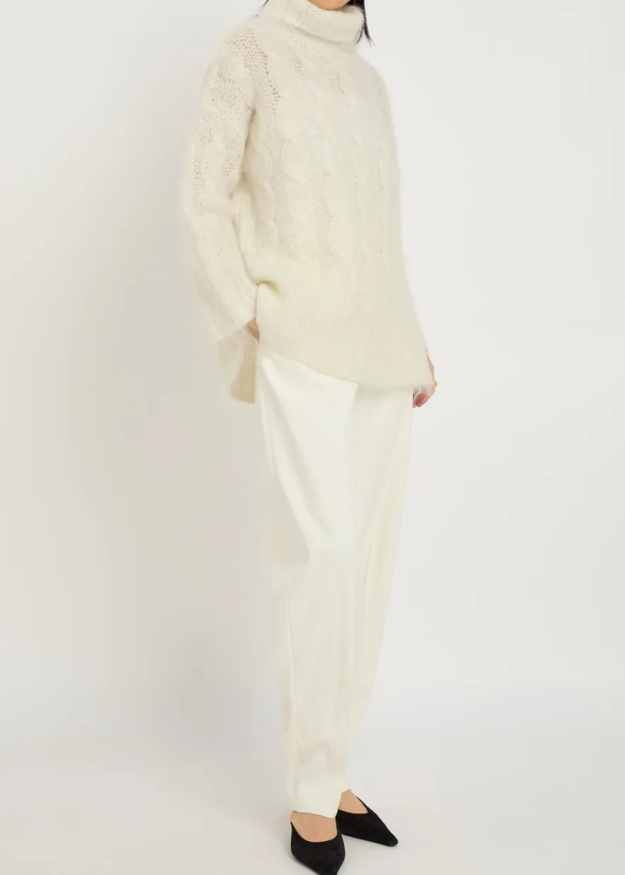 Fortin cable-knit brushed mohair-blend jumper