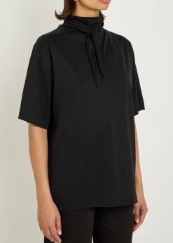 Foulard-neck cotton T-shirt