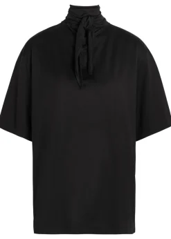 Foulard-neck cotton T-shirt