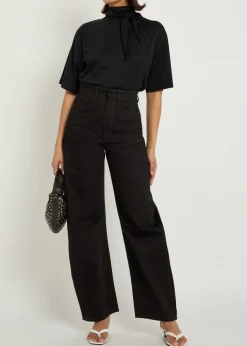 Foulard-neck cotton T-shirt