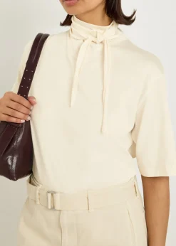 Foulard-neck cotton T-shirt