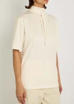 Foulard-neck cotton T-shirt