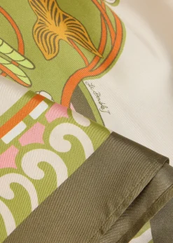 Foulard printed asymmetric silk shirt