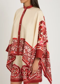 Foulard printed silk-satin blouse