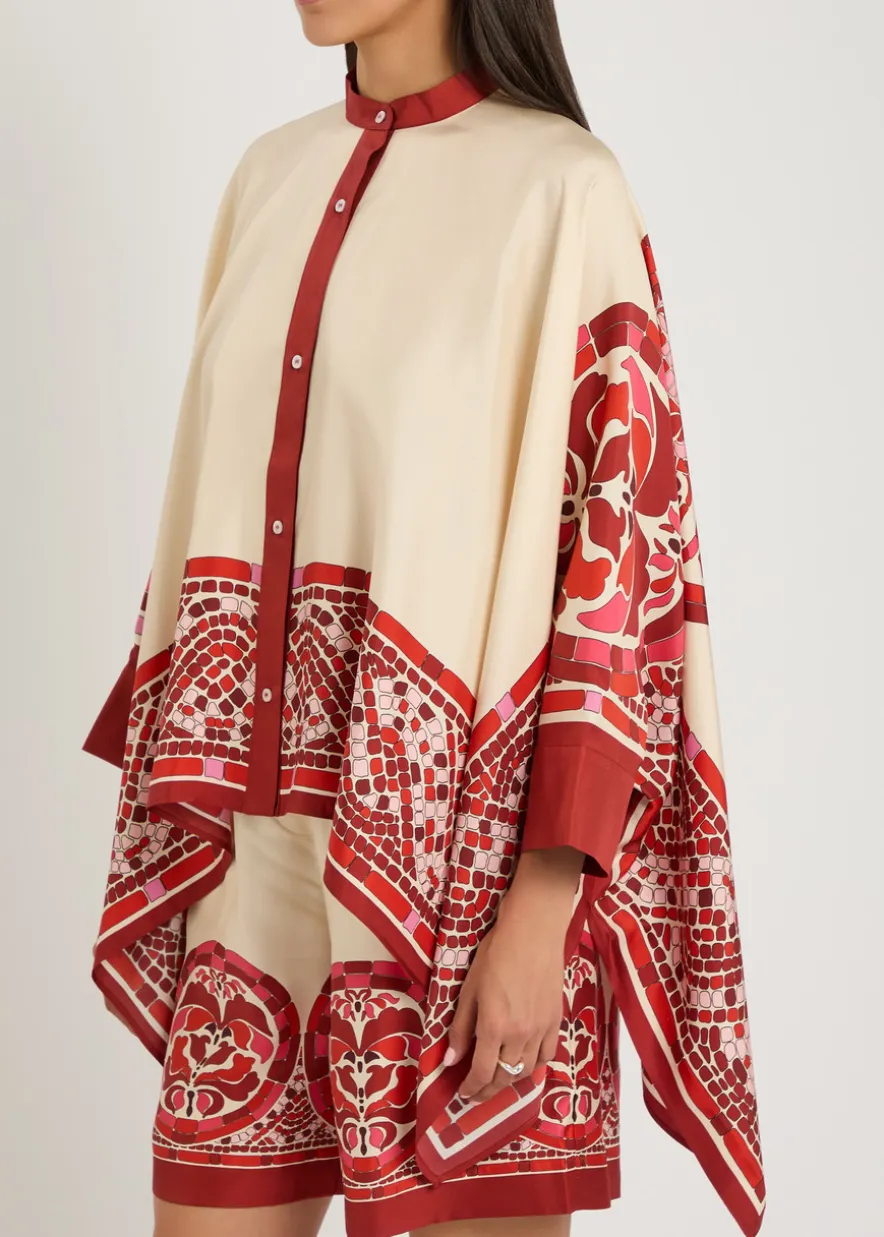 Foulard printed silk-satin blouse