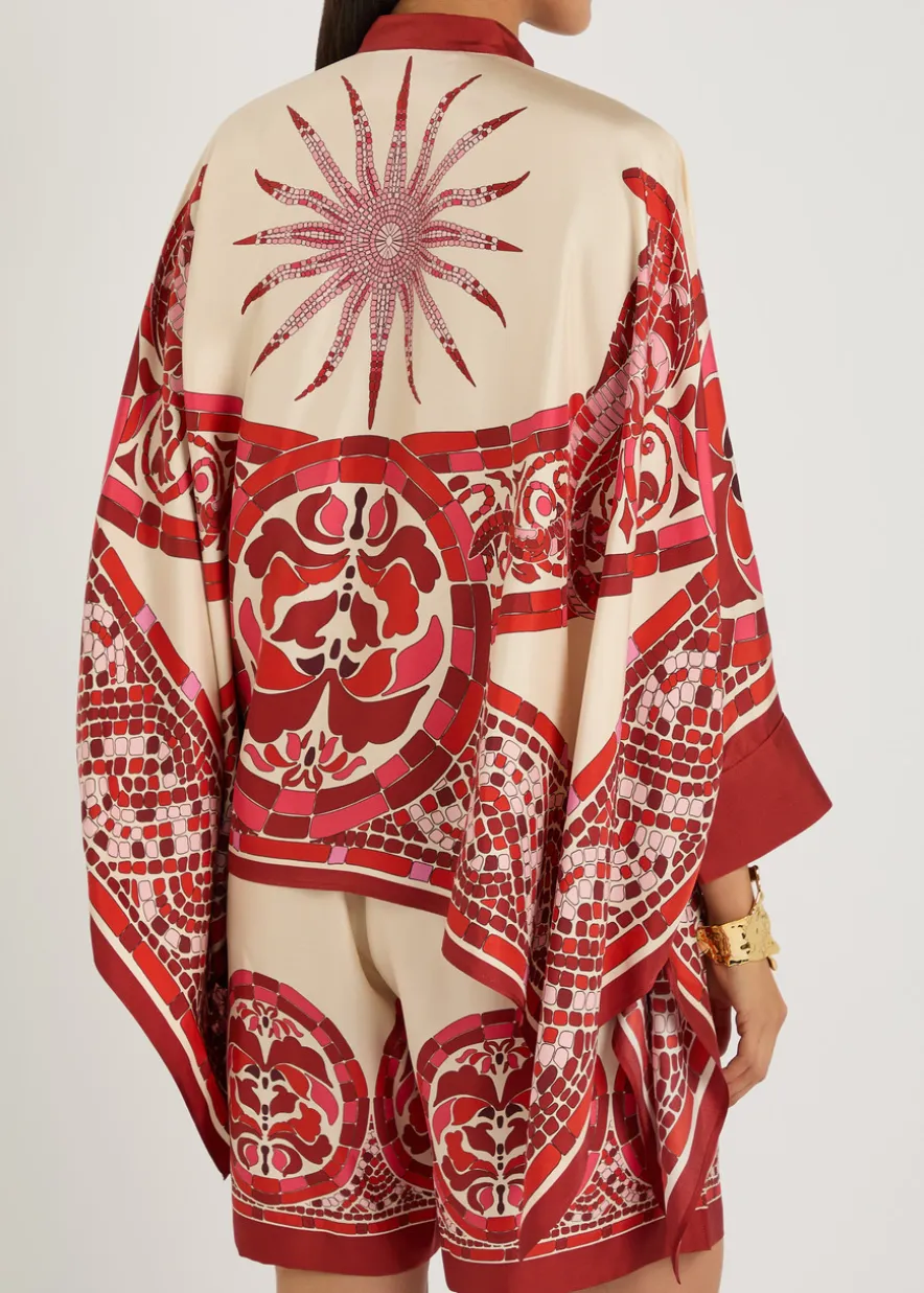 Foulard printed silk-satin blouse