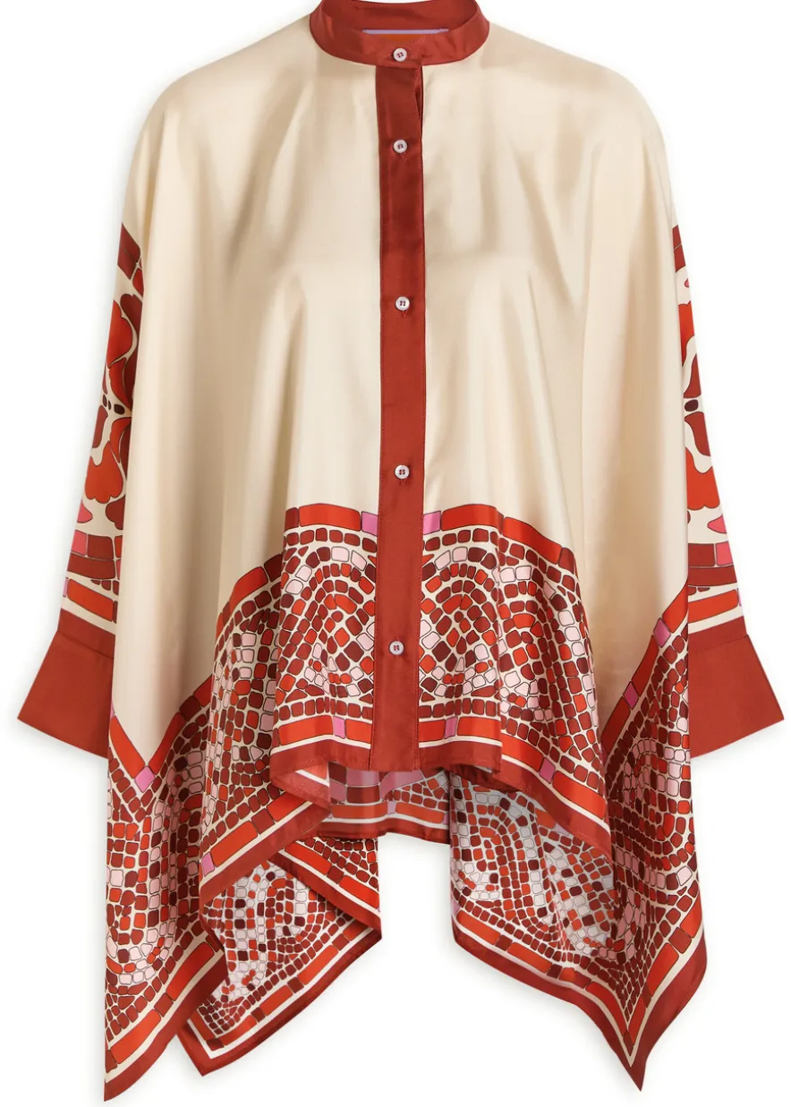Foulard printed silk-satin blouse