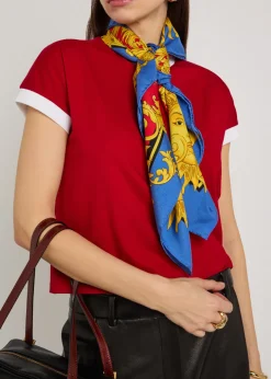Foulard printed silk twill scarf