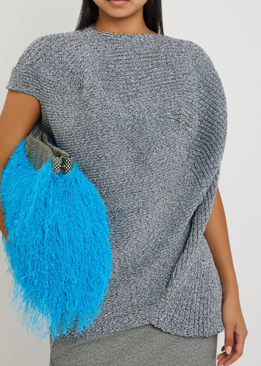 Found Stone asymmetric ribbed-knit top