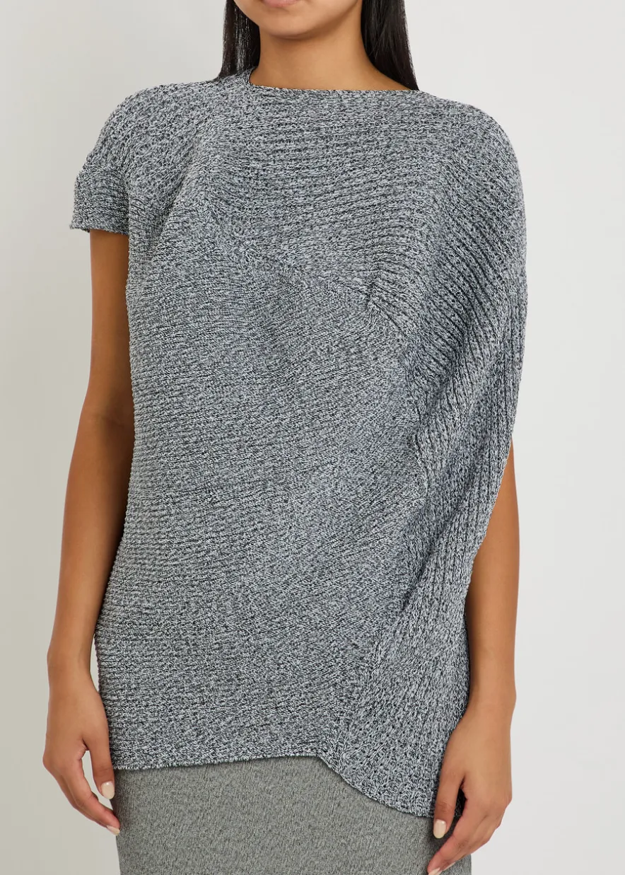 Found Stone asymmetric ribbed-knit top
