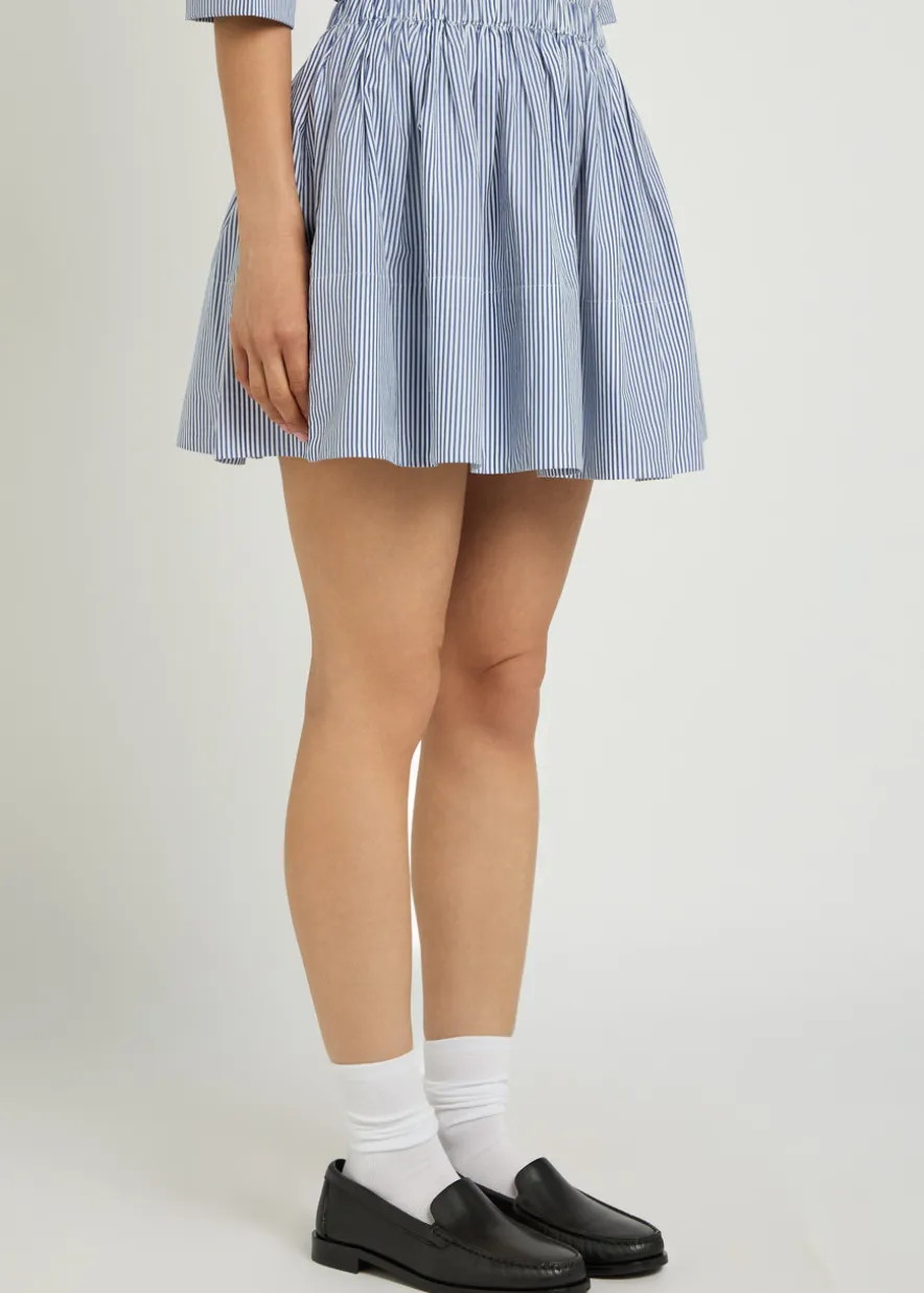 Fousta striped cotton-poplin mini skirt