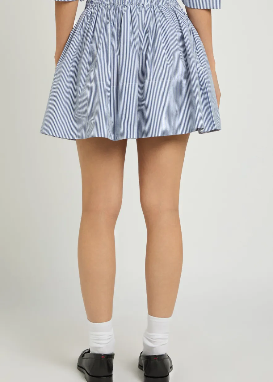 Fousta striped cotton-poplin mini skirt
