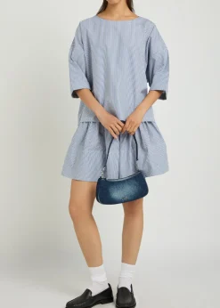 Fousta striped cotton-poplin mini skirt