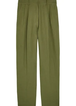 Fox pleated straight-leg linen trousers