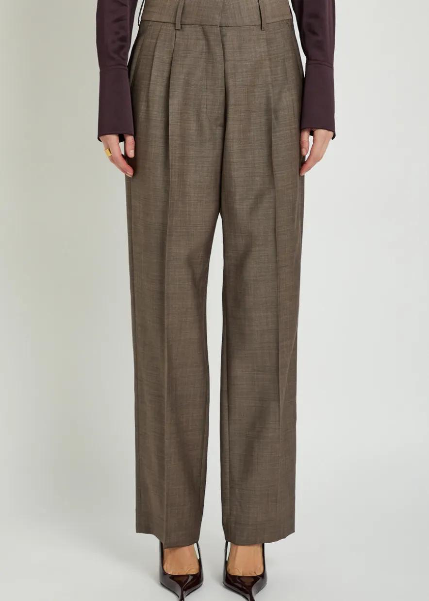 Fox pleated straight-leg wool-blend trousers