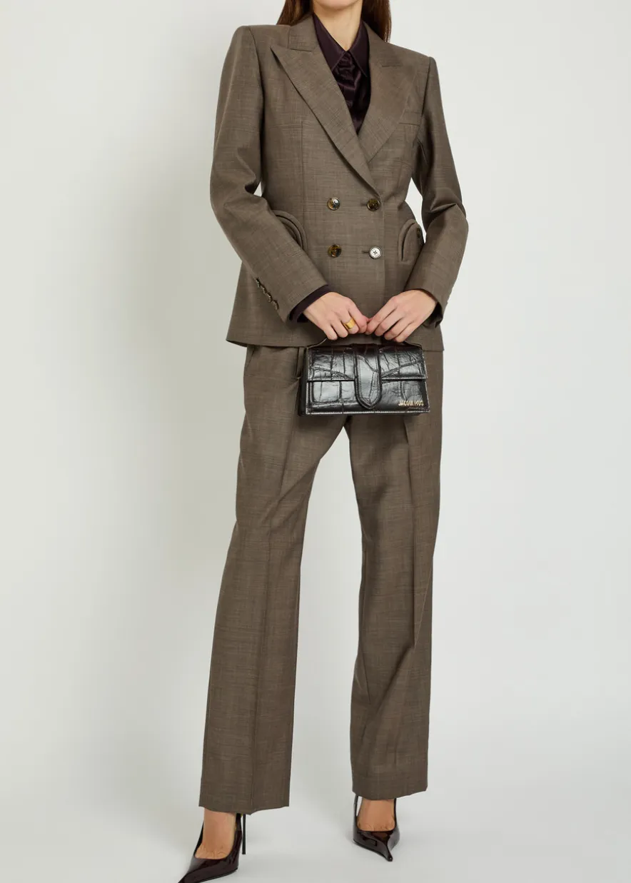Fox pleated straight-leg wool-blend trousers