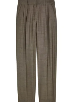 Fox pleated straight-leg wool-blend trousers