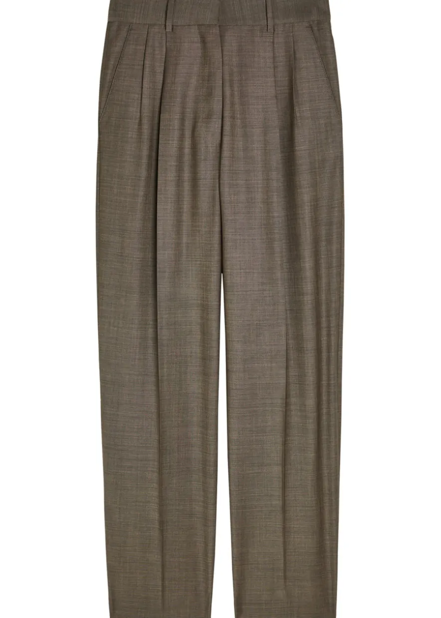 Fox pleated straight-leg wool-blend trousers