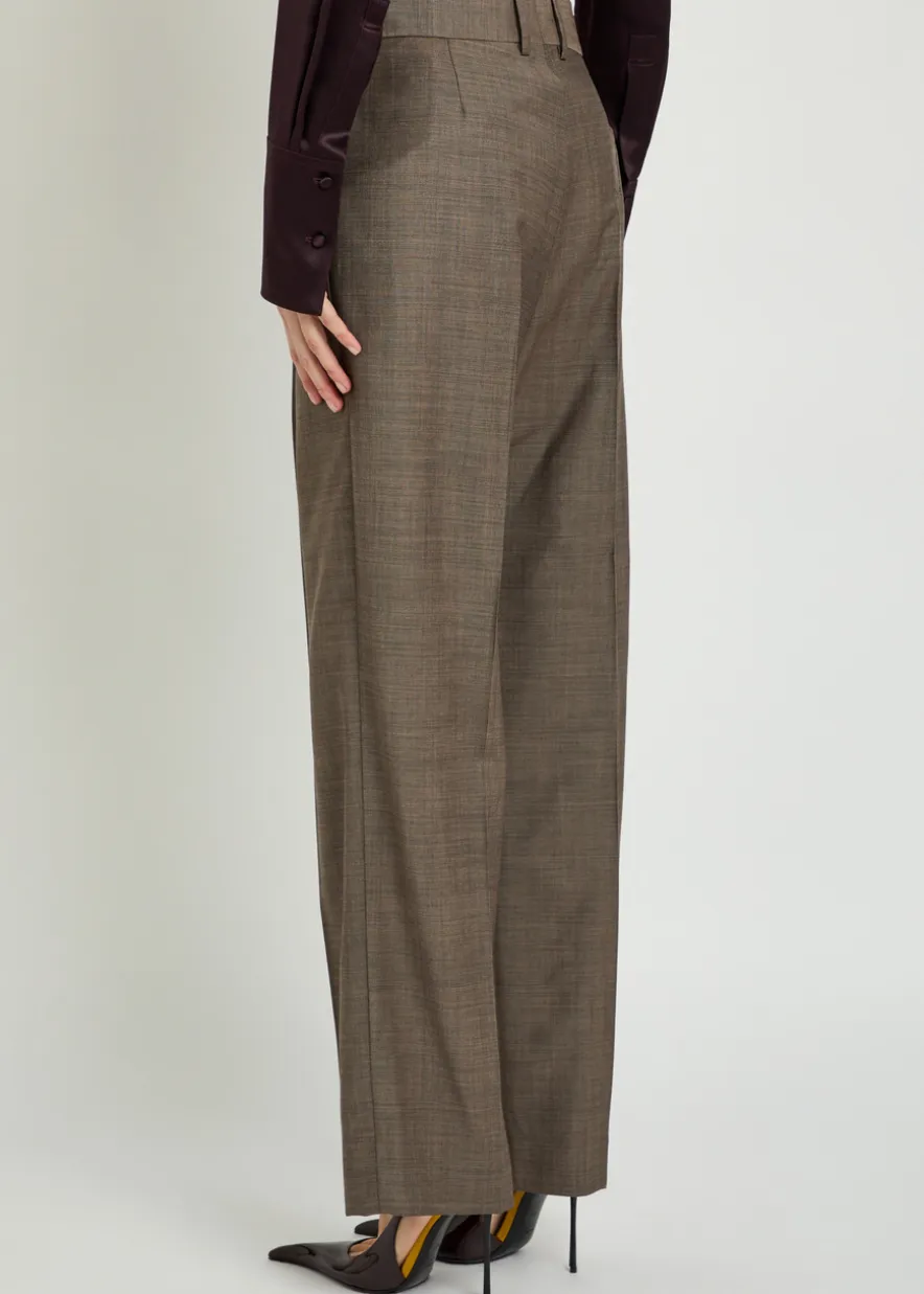 Fox pleated straight-leg wool-blend trousers