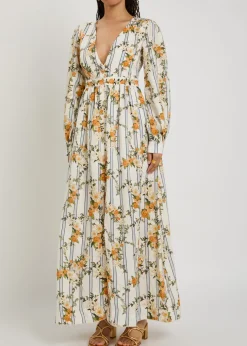 Frambuesa floral-print linen maxi dress
