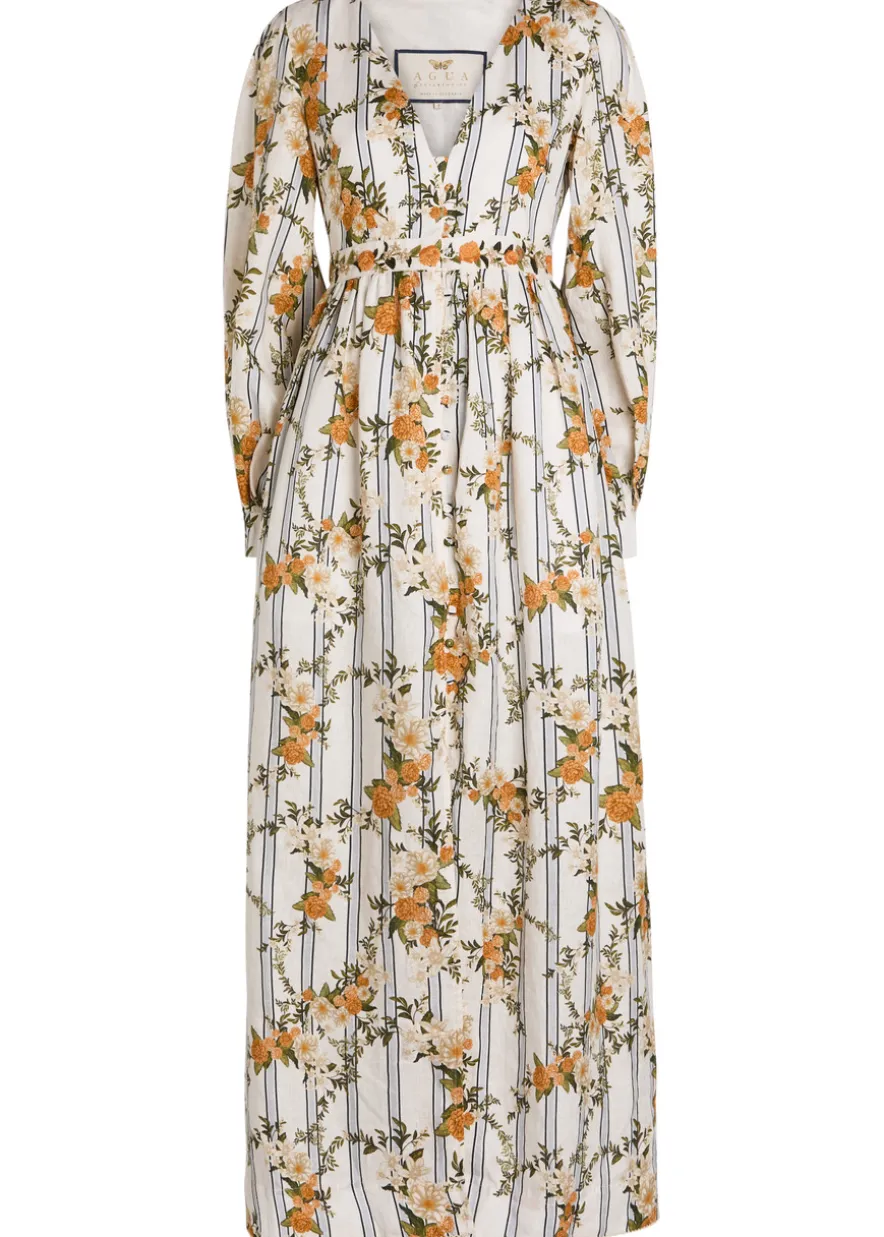 Frambuesa floral-print linen maxi dress