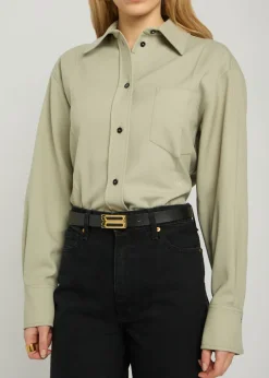 Frame grained leather belt