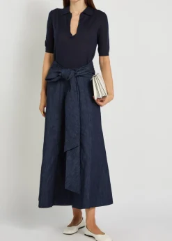 Frank cashmere and silk-blend polo top