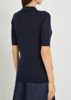 Frank cashmere and silk-blend polo top