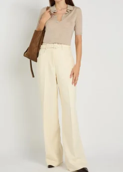 Frank cashmere and silk-blend polo top