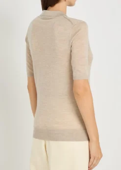 Frank cashmere and silk-blend polo top