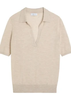 Frank cashmere and silk-blend polo top