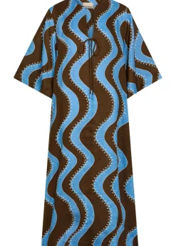 Frankie wavy-print linen midi dress
