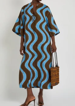 Frankie wavy-print linen midi dress