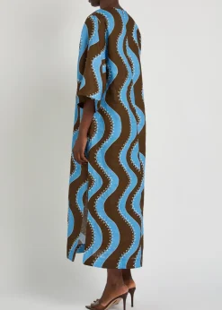 Frankie wavy-print linen midi dress